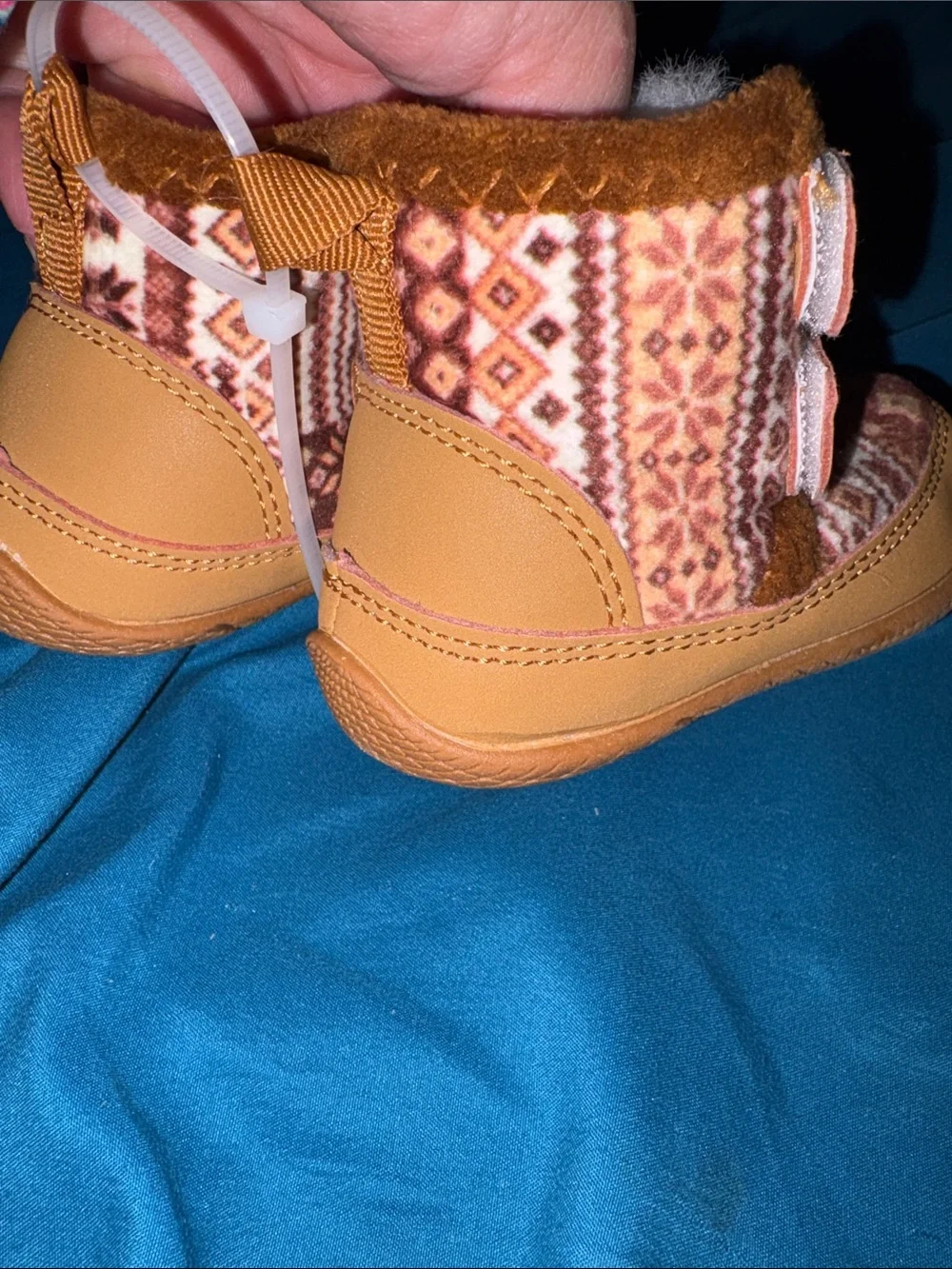 Xihalook Kids Tan Patterned Faux-Fur Winter Boots